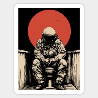 Cosmic Contemplation Astronaut on Toilet Sticker